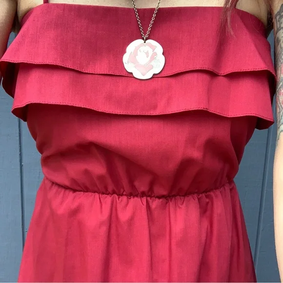 Vintage Entourage cranberry ruffle top dress Sz 11/12 - Picture 5 of 5